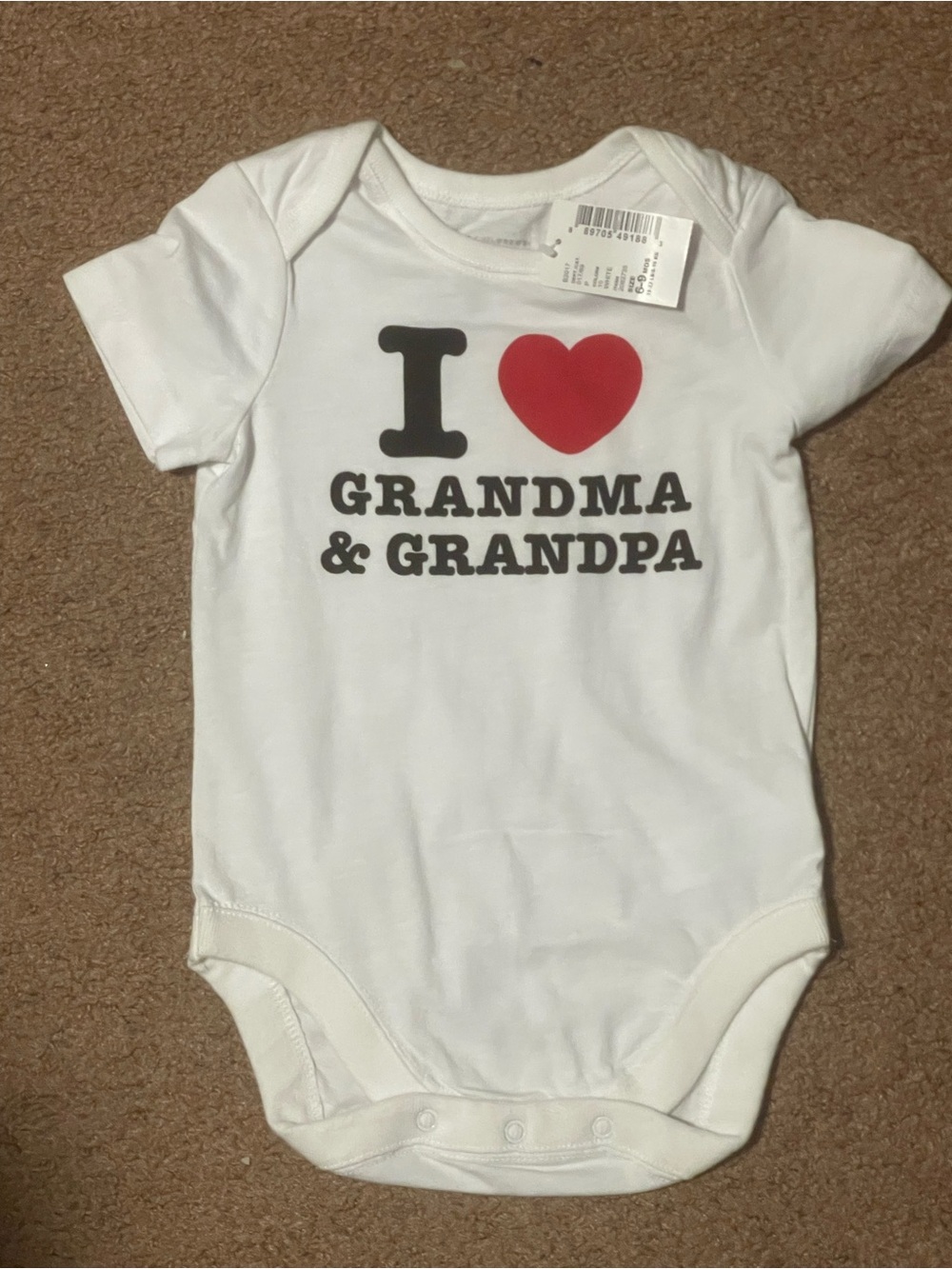 I Heart Grandma & Grandpa White Baby One-Piece